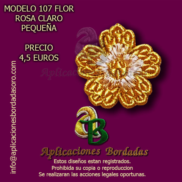 APLICACIÓN BORDADA 107 FLOR PENSAMIENTO COLORES | Aplicaciones Bordadas Oro