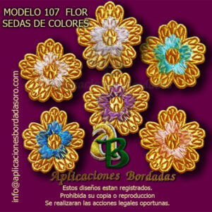 APLICACIÓN BORDADA 107 FLOR PENSAMIENTO COLORES